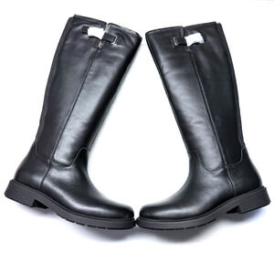 Women's Lands' End Leather Knee High Riding Boots Black leather Size 8